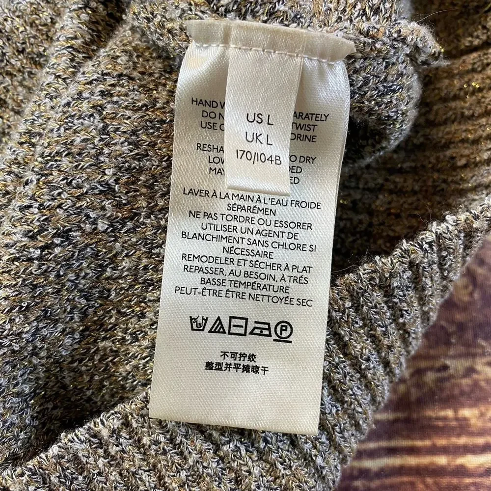 Free People Sweater Women’s Large Gold Plunging V-Neck Blended Fabric